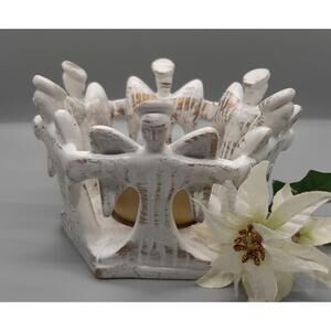 Ceramic White & Gold Angel Candle Holder Christmas Holiday Decor